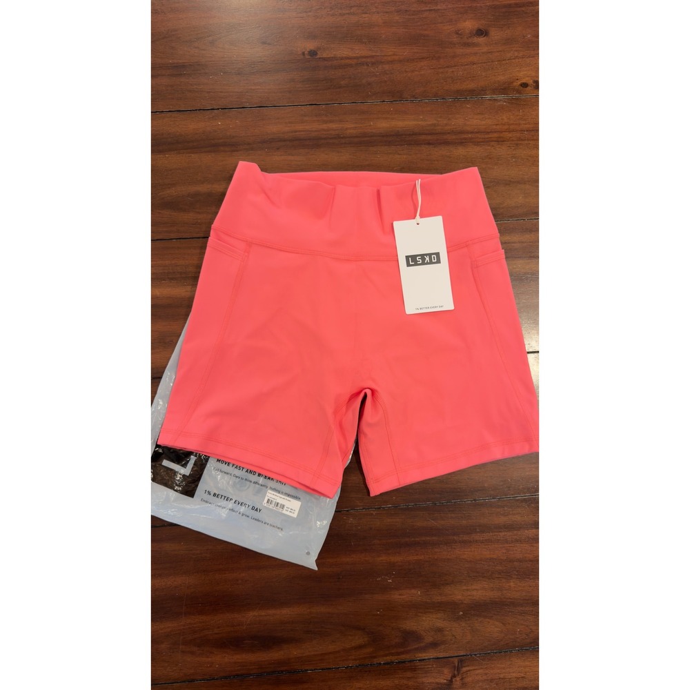 LSKD Fusion Mid Short Tight with Pockets Pink Lemonade XL New NWT